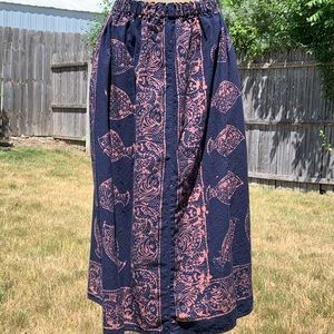 Vintage Tribal Boho style Skirt with Fish Symbols all over